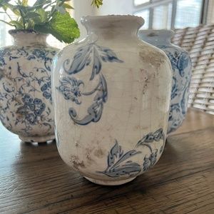 New-Rare Antique Farmhouse Porcelain  Vase Set-3